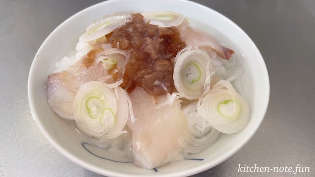 ヒラメの昆布締め茶漬けの完成