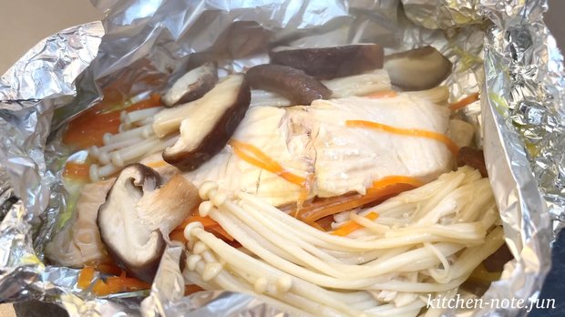 鮭のホイル焼きの完成