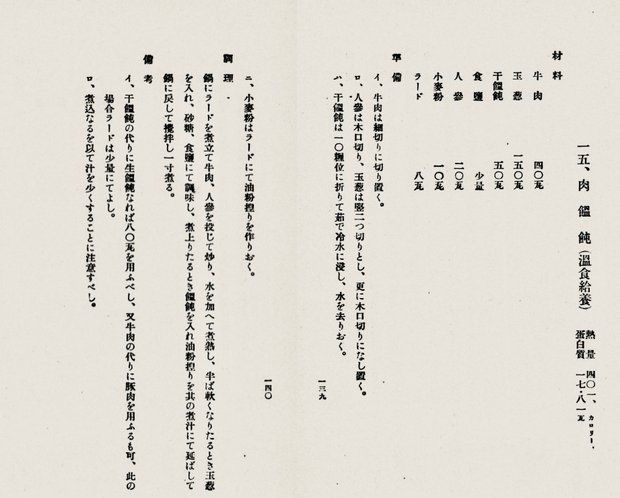 軍隊調理法より、肉饂飩(温食給養)レシピ